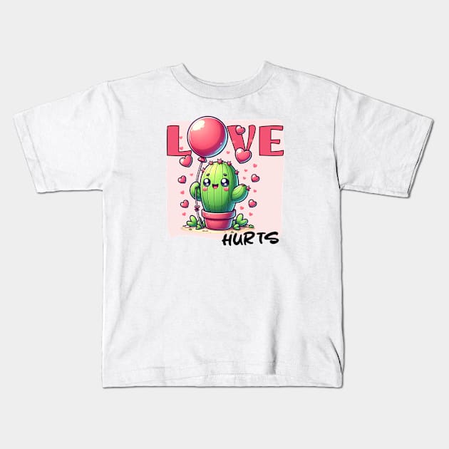 Love Hurts Cactus & Balloon 🌵🎈 Kids T-Shirt by Pink & Pretty